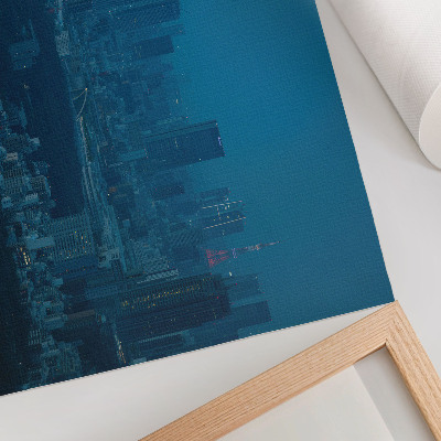Poster Metropolis 's nachts verlicht moderne wolkenkrabbers