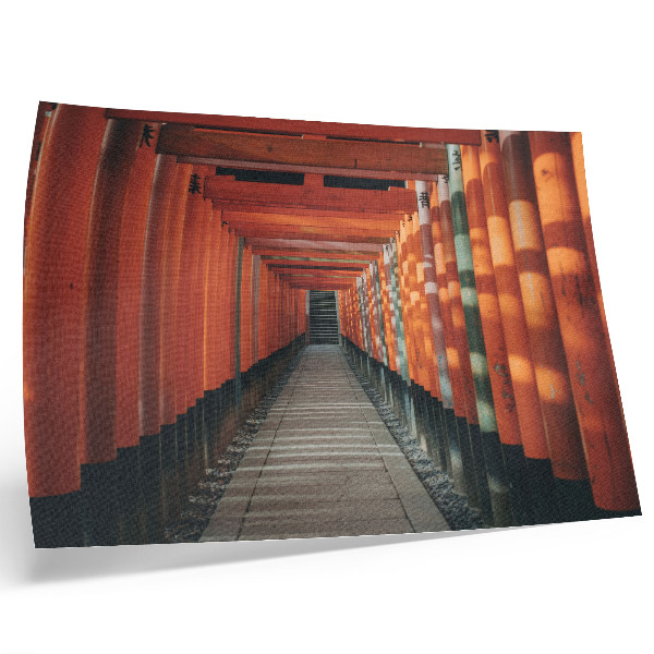 Poster Oranje tunnelkolommen symmetrie diepte