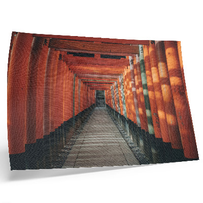 Poster Oranje tunnelkolommen symmetrie diepte