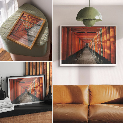 Poster Oranje tunnelkolommen symmetrie diepte