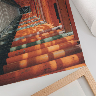 Poster Oranje tunnelkolommen symmetrie diepte