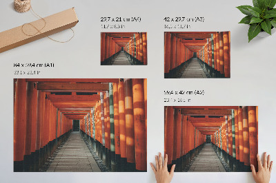 Poster Oranje tunnelkolommen symmetrie diepte