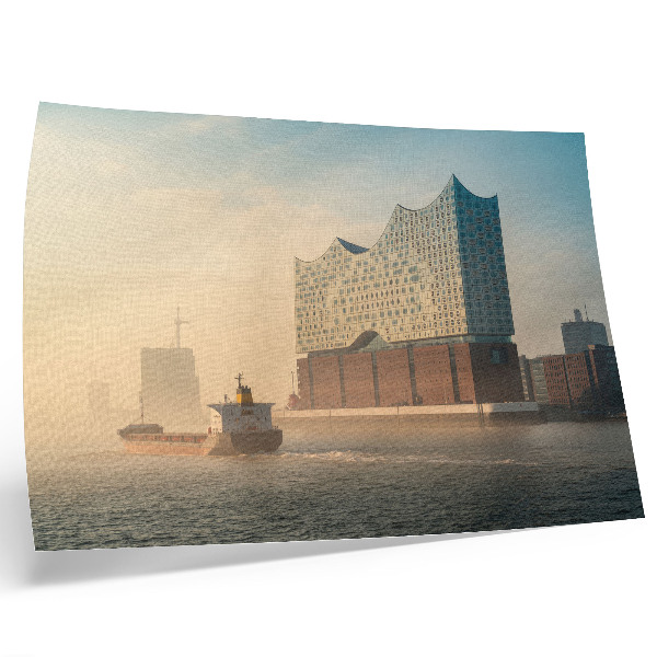 Moderne decoratieve poster Moderne architectuur met een waterpad.