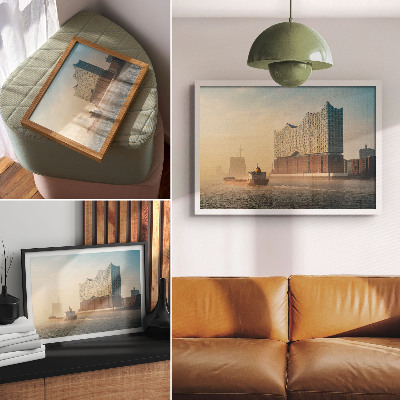 Moderne decoratieve poster Moderne architectuur met een waterpad.