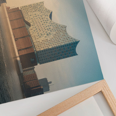 Moderne decoratieve poster Moderne architectuur met een waterpad.