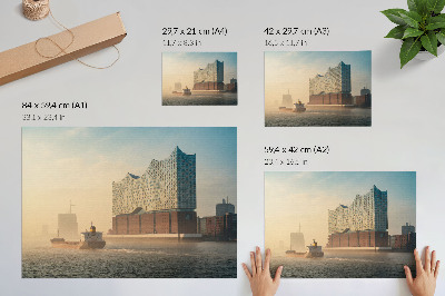Moderne decoratieve poster Moderne architectuur met een waterpad.