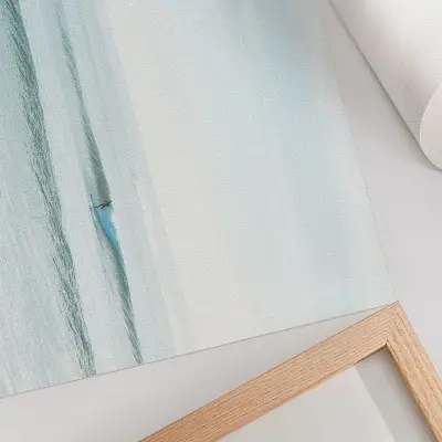 Poster minimalistische oceaan met surfers in een rustige stijl