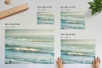 Stijlvolle wandposter Zee, golven, mens, kust, natuur, dynamiek