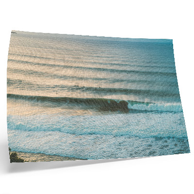 Stijlvolle wandposter Oceaangolven kalmeren de horizon, surfers