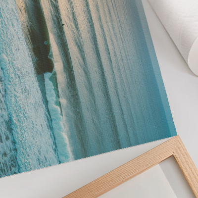 Stijlvolle wandposter Oceaangolven kalmeren de horizon, surfers