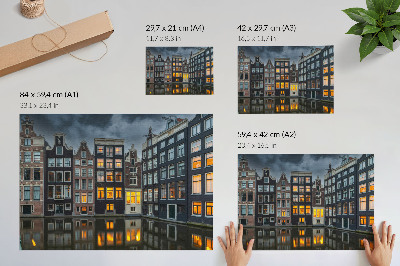 Moderne decoratieve poster Huurwoningen aan het kanaal, een gezellige sfeer die uitnodigt tot bezinning.