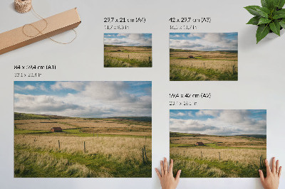 Stijlvolle wandposter Schilderachtig landschap, natuur, huisje, eenzaamheid