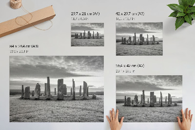 Moderne decoratieve poster Mysterieuze cirkel van ruwe stenen, rust en reflectie