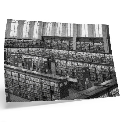 Poster Klassieke bibliotheek met houten planken.