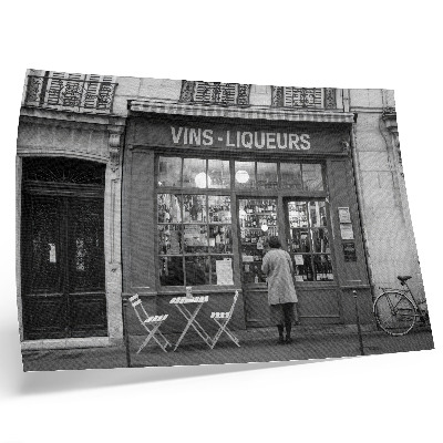 Stijlvolle wandposter Stijlvolle gevel, oude stadssfeer, zwart-wit