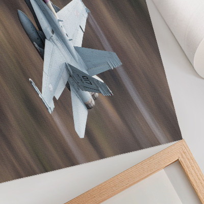 Stijlvolle wandposter Een moderne straaljager in vlucht