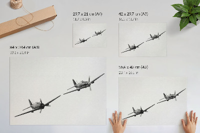 Poster Historische vliegtuigen in zwart-wit, met dynamische vliegeigenschappen.