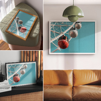 Moderne decoratieve poster Turquoise lucht, dynamische hutten, moderniteit
