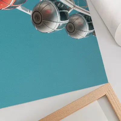 Moderne decoratieve poster met turquoise lucht en dynamische hutten