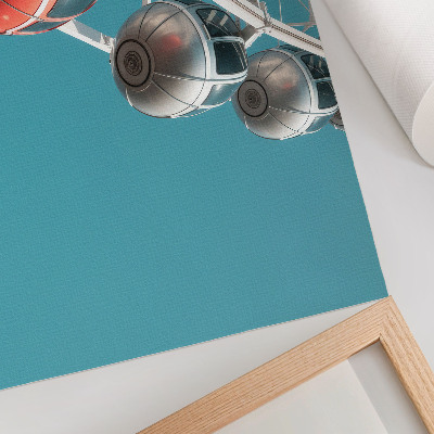 Moderne decoratieve poster Turquoise lucht, dynamische hutten, moderniteit