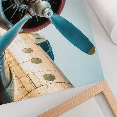 Poster Een foto van een vliegtuigmotor, technologie en moderniteit.