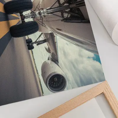 Moderne decoratieve poster met detail van vliegtuiglandingsgestel van Sky Dynamics