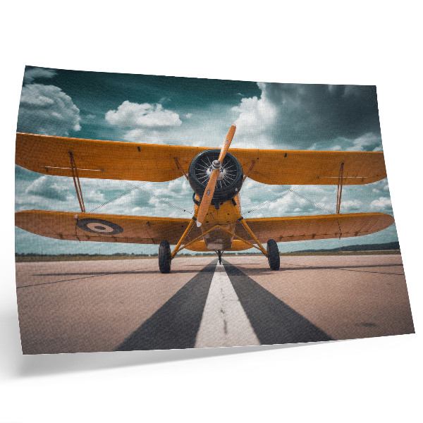 Poster Vliegtuig op de landingsbaan, dynamische lucht