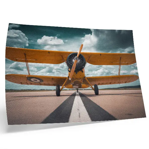 Poster vliegtuig op de landingsbaan met dynamische lucht
