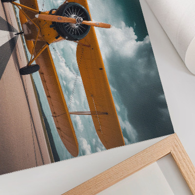 Poster Vliegtuig op de landingsbaan, dynamische lucht