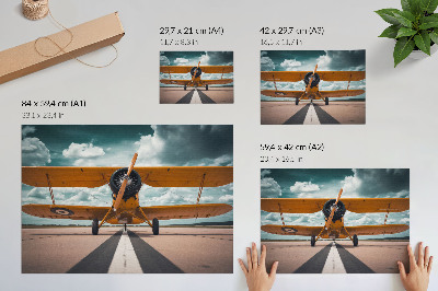 Poster Vliegtuig op de landingsbaan, dynamische lucht