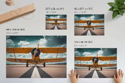 Poster vliegtuig op de landingsbaan met dynamische lucht