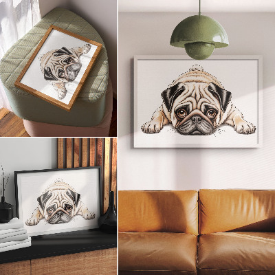 Stijlvolle wandposter Hondenillustratie, gezellig, warme kleuren, details