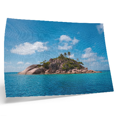 Moderne decoratieve poster Exotisch eiland, blauwe lucht, groen