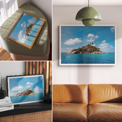 Moderne decoratieve poster Exotisch eiland, blauwe lucht, groen