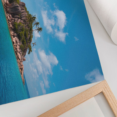 Moderne decoratieve poster Exotisch eiland, blauwe lucht, groen