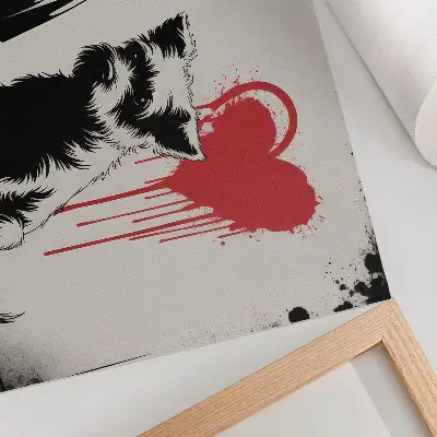 Poster monochroom meisje met hondenhart