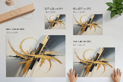 Stijlvolle wandposter Dynamisch patroon met beige en zwarte lijnen