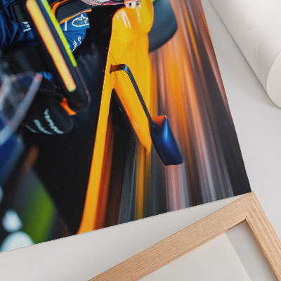 Poster Een coureur in een racewagen vol snelheid en energie.