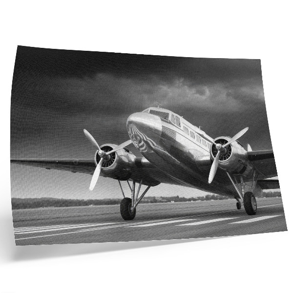 Poster Oud vliegtuig in monochrome kleuren