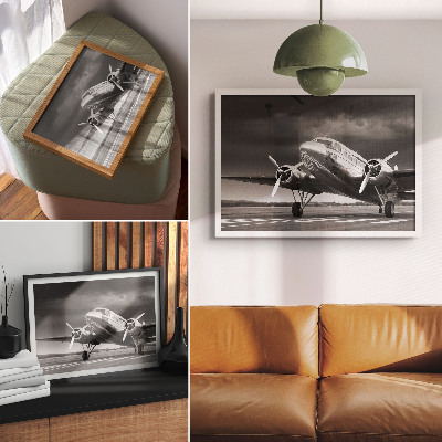 Poster Oud vliegtuig in monochrome kleuren