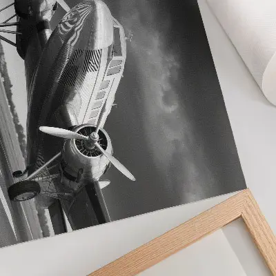 Poster oud vliegtuig in zwart-wit