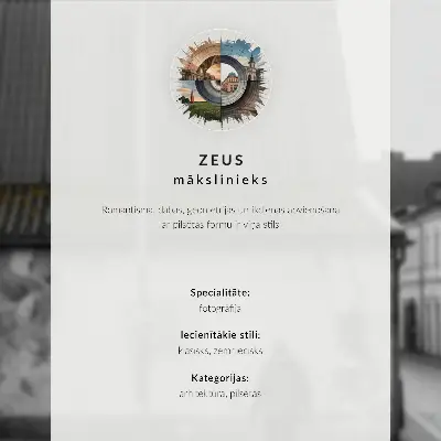 Moderne decoratieve poster met een stadsgezicht van een kanaal met een brug, bomen, gebouwen, een fiets en bloemen