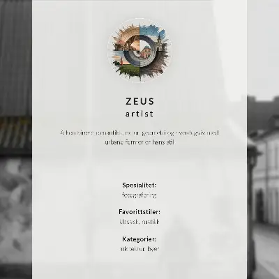 Moderne decoratieve poster met een stadsgezicht van een kanaal met een brug, bomen, gebouwen, een fiets en bloemen