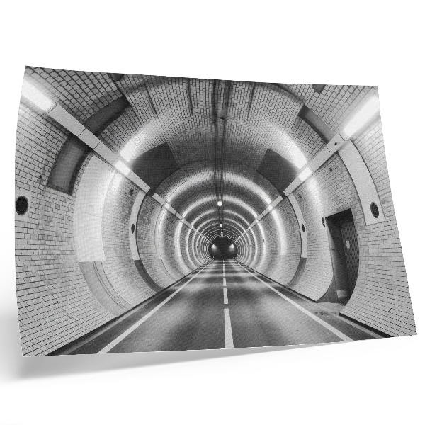 Stijlvolle wandposter Symmetrische zwart-witte tunnel met bogen