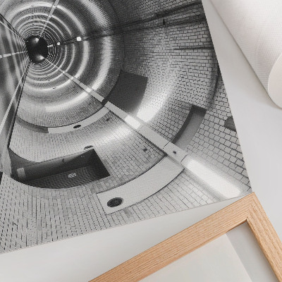 Stijlvolle wandposter Symmetrische zwart-witte tunnel met bogen
