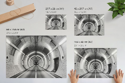 Stijlvolle wandposter Symmetrische zwart-witte tunnel met bogen