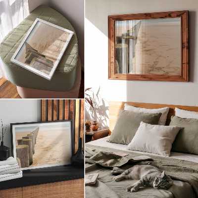 Poster Houten palen strand zee rust natuur