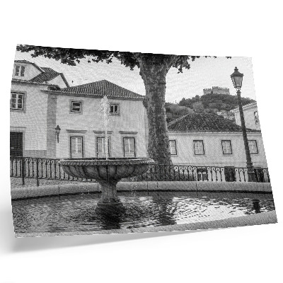 Moderne decoratieve poster Zwart-witte fontein, klassieke gebouwen, kasteel