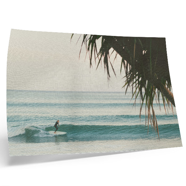 Poster strand surfen golven palm natuur rust