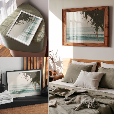 Poster strand surfen golven palm natuur rust